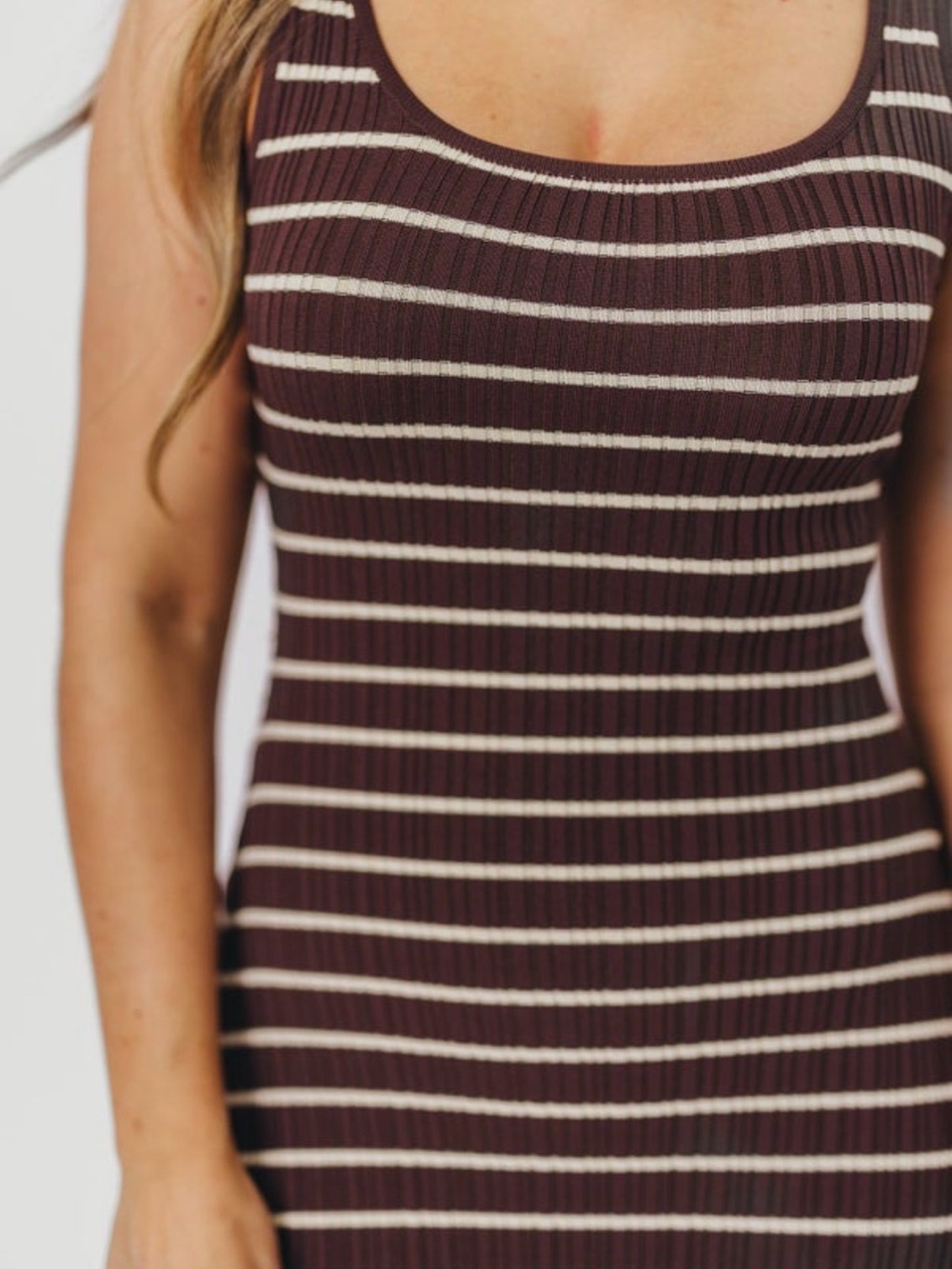 Scarlett Tank Maxi Dress in Brown/Cream Stripe - Picture 3 of 6